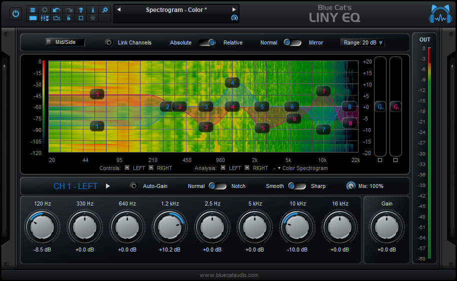Blue Cat Liny EQ 8밴드 리니어 이퀄라이저