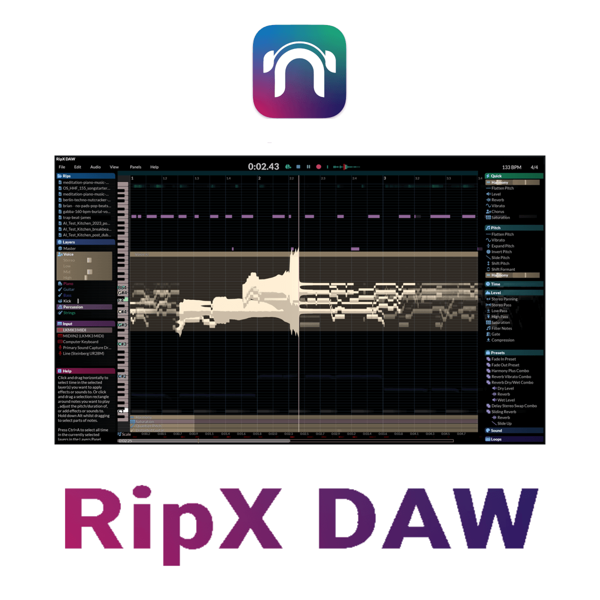 RipX DAW 시퀀서 AI 인공지능 기능 적용