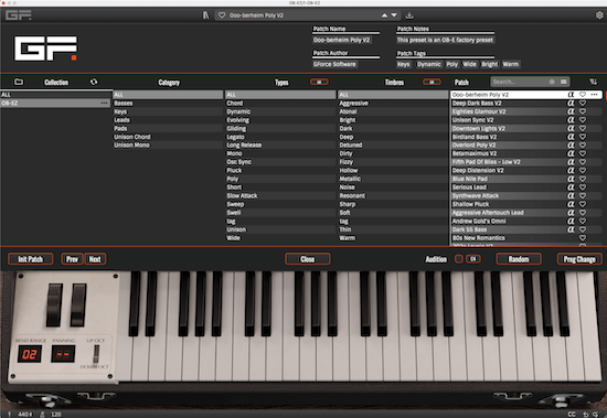 GForce Oberheim OB-EZ 8보이스 신디사이저 (~1월 8일까지)