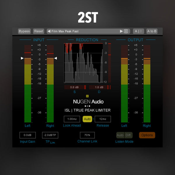 NUGEN ISL 2ST 트루 피크 리미터 , 모노 및 스테레오 오디오 작업용